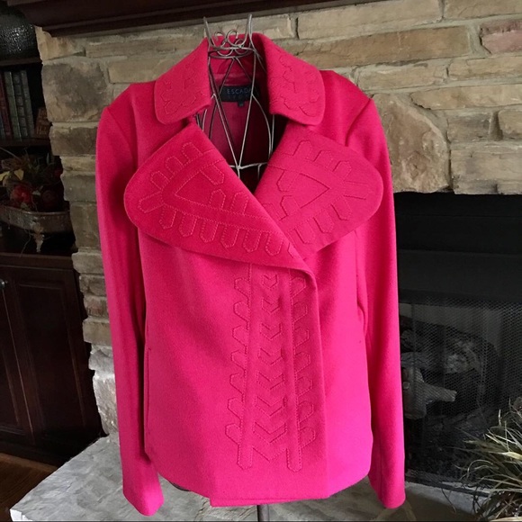 Escada Sport Coat, Escada Wool Coat, Fuchsia Coat - Picture 4 of 4